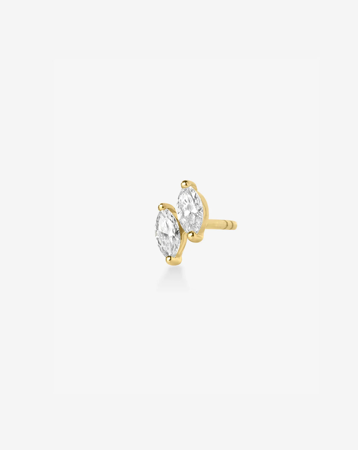 gold double marquise cut diamond cluster stud earrings