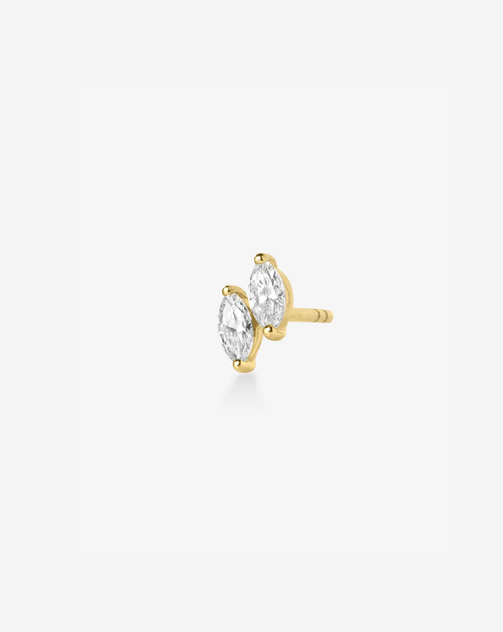 Gold Double Marquise Cut Diamond Cluster Stud Earrings