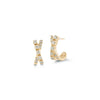 Gold Crisscross Diamond Huggie Hoop Earrings with X Motif