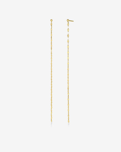 Gold Sequined Chain Long Dangle Drop Earrings