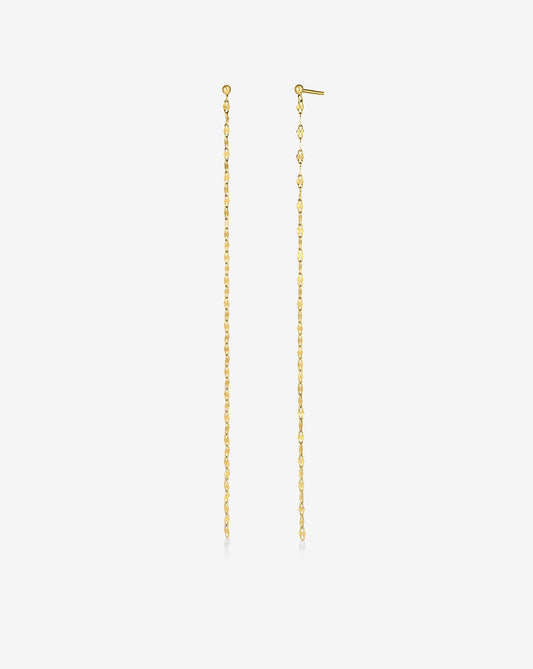 Gold Sequined Chain Long Dangle Drop Earrings