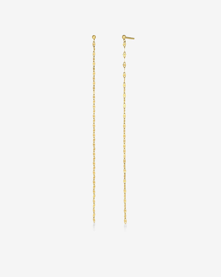 Gold Sequined Chain Long Dangle Drop Earrings