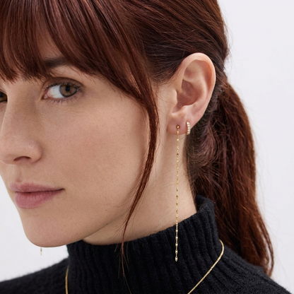 Gold Sequined Chain Long Dangle Drop Earrings