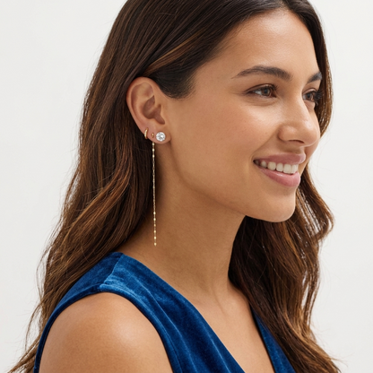 Gold Sequined Chain Long Dangle Drop Earrings