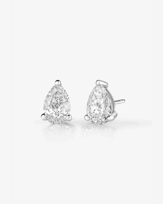Three-Prong Pear Cut Diamond Stud Earrings
