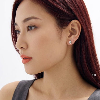 Three-Prong Pear Cut Diamond Stud Earrings