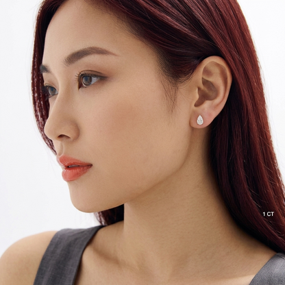 Three-Prong Pear Cut Diamond Stud Earrings