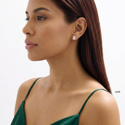 Three-Prong Pear Cut Diamond Stud Earrings
