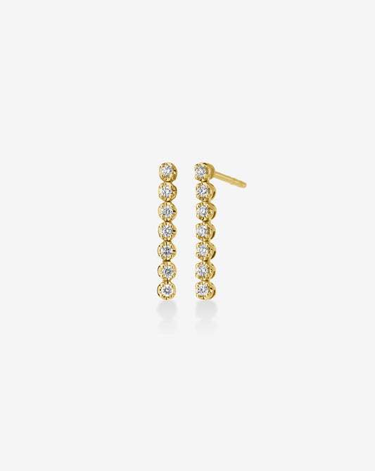 Round Diamond Linear Bar Drop Earrings