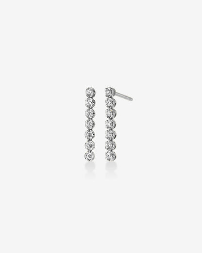 Round Diamond Linear Bar Drop Earrings