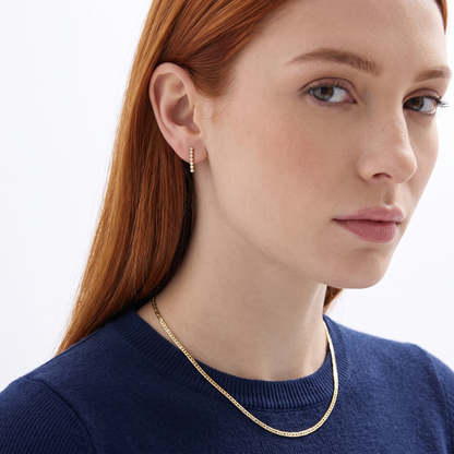 Round Diamond Linear Bar Drop Earrings