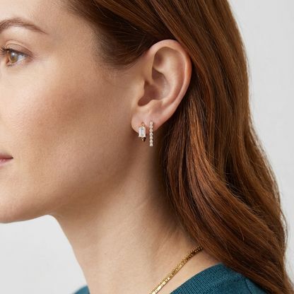 Round Diamond Linear Bar Drop Earrings