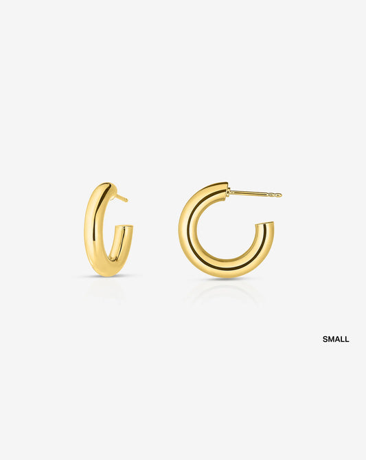 Classic Polished Tubular C-Hoop Earrings