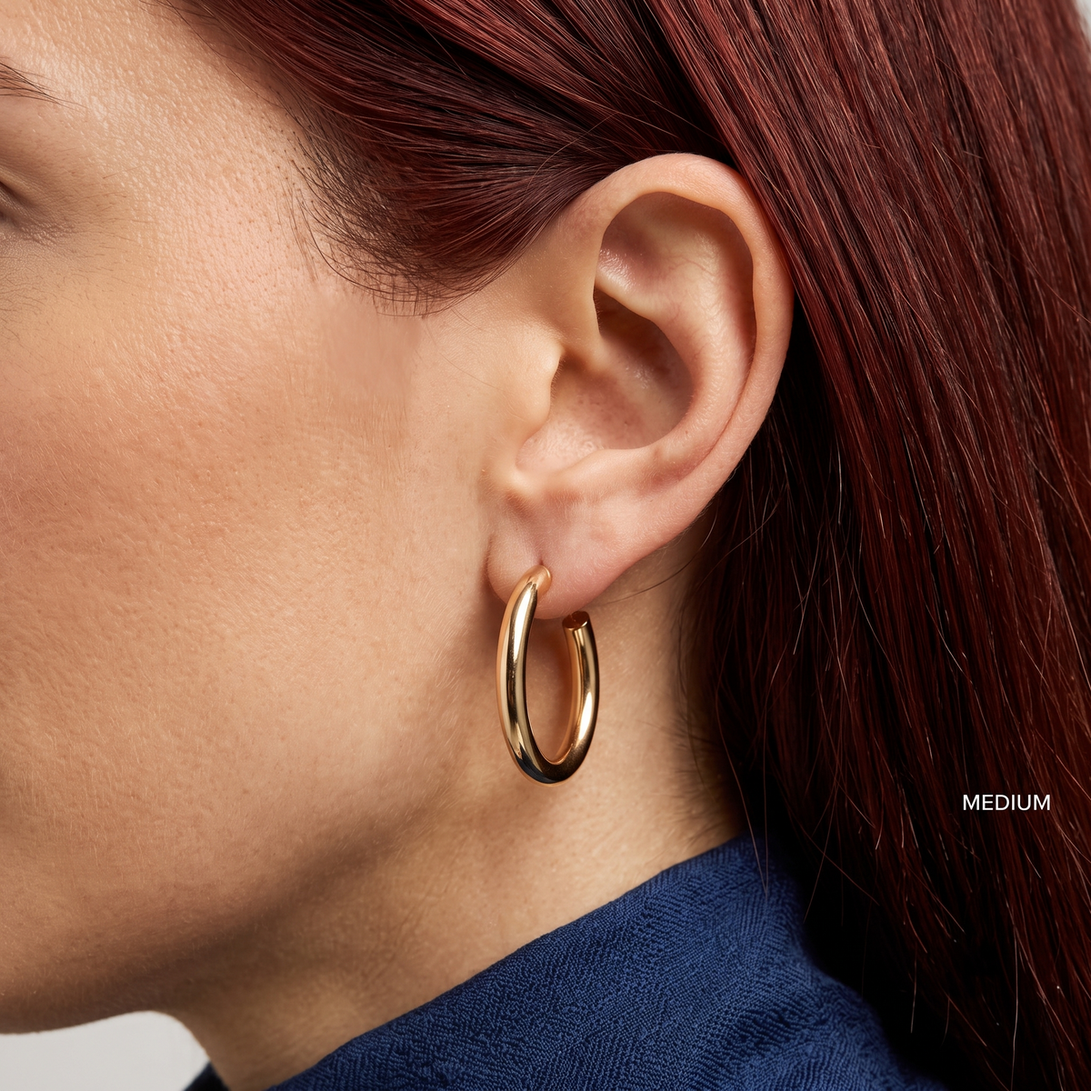 classic polished tubular c-hoop earrings
