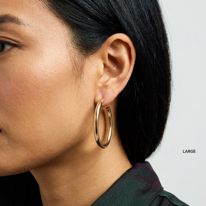 Classic Polished Tubular C-Hoop Earrings