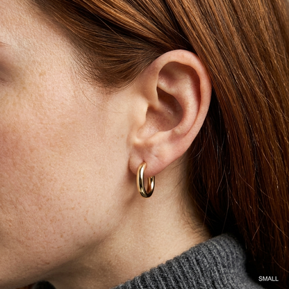 Classic Polished Tubular C-Hoop Earrings