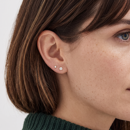 Three-Prong Round Diamond Martini Stud Earrings