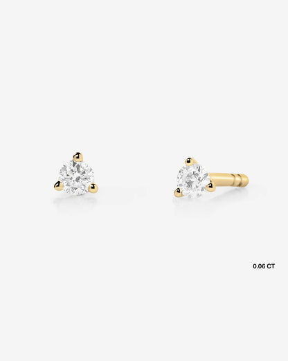 Three-Prong Round Diamond Martini Stud Earrings