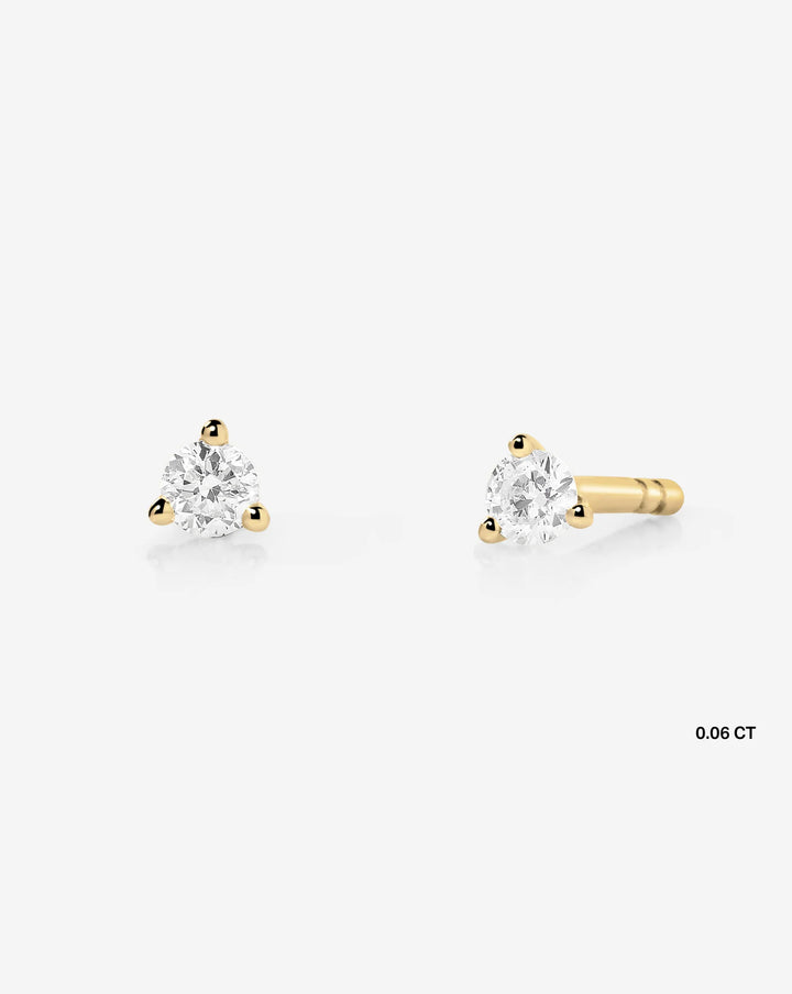 Three-Prong Round Diamond Martini Stud Earrings
