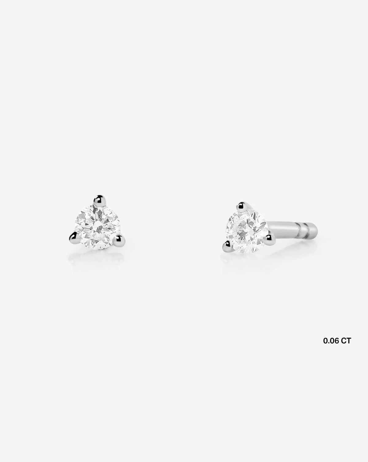 three-prong round diamond martini stud earrings