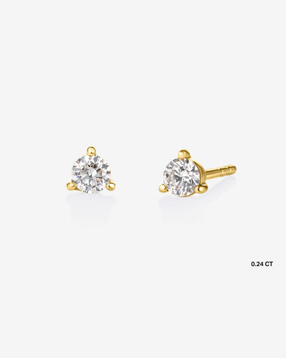 Three-Prong Round Diamond Martini Stud Earrings