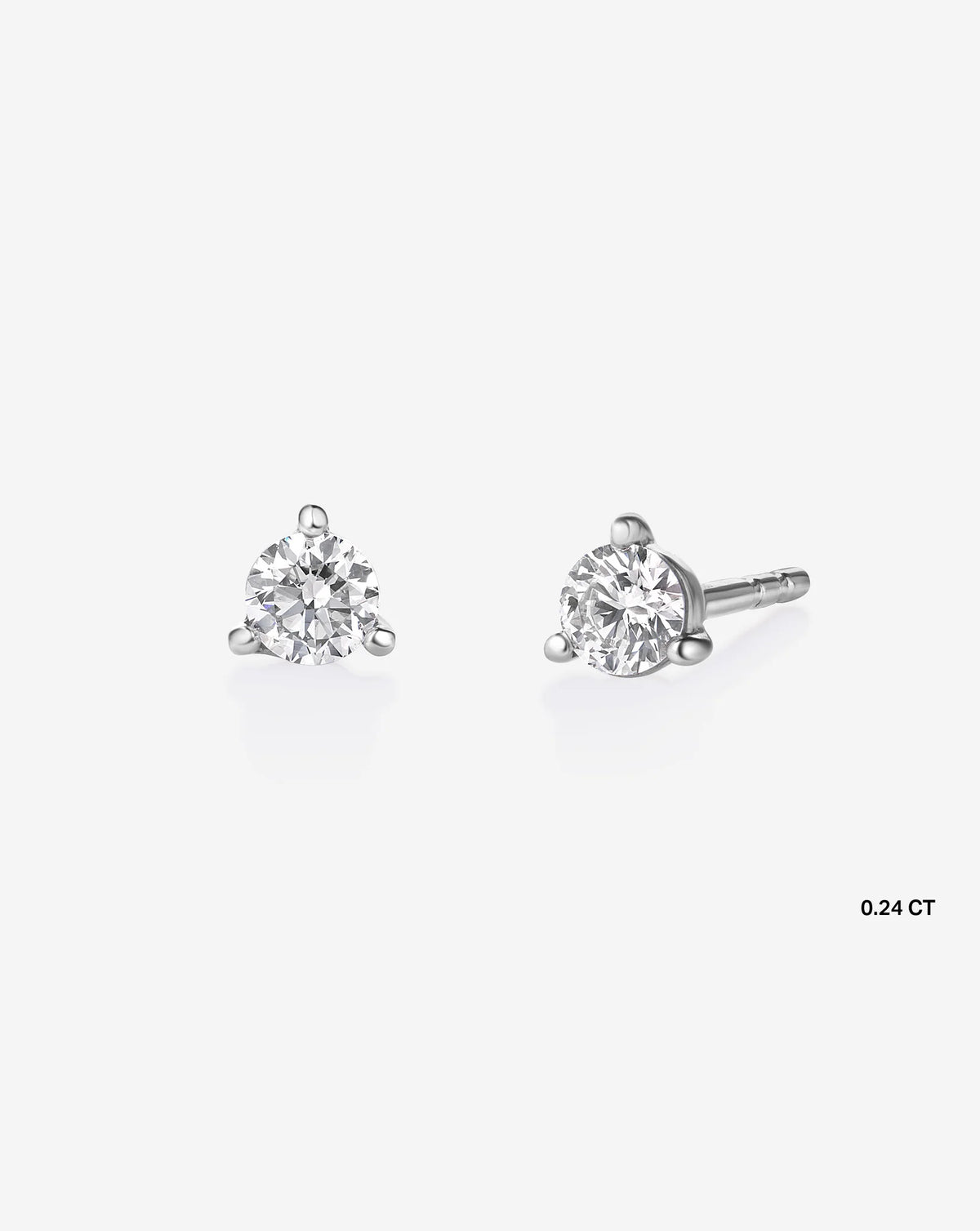 three-prong round diamond martini stud earrings