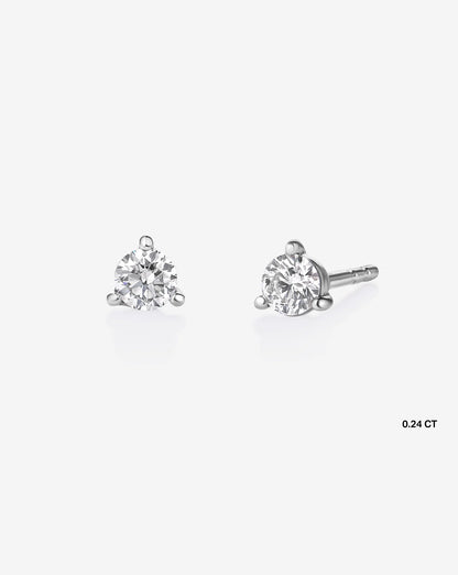 Three-Prong Round Diamond Martini Stud Earrings