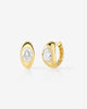 Oval Diamond Flush Dome Huggie Hoop Earrings