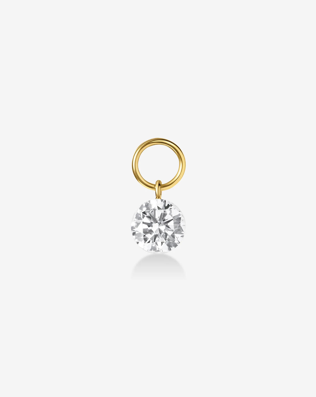 floating round diamond earring charm