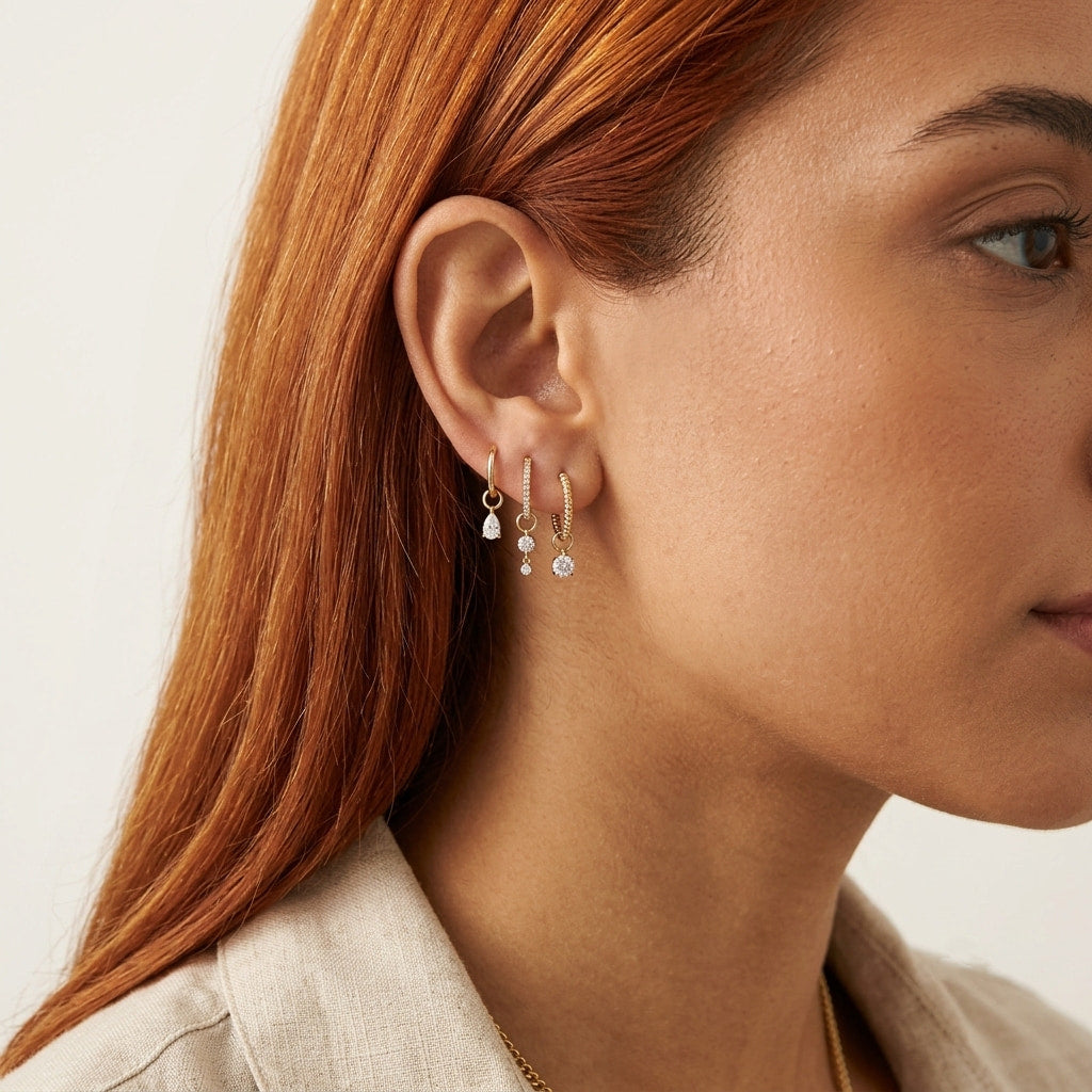 floating round diamond earring charm
