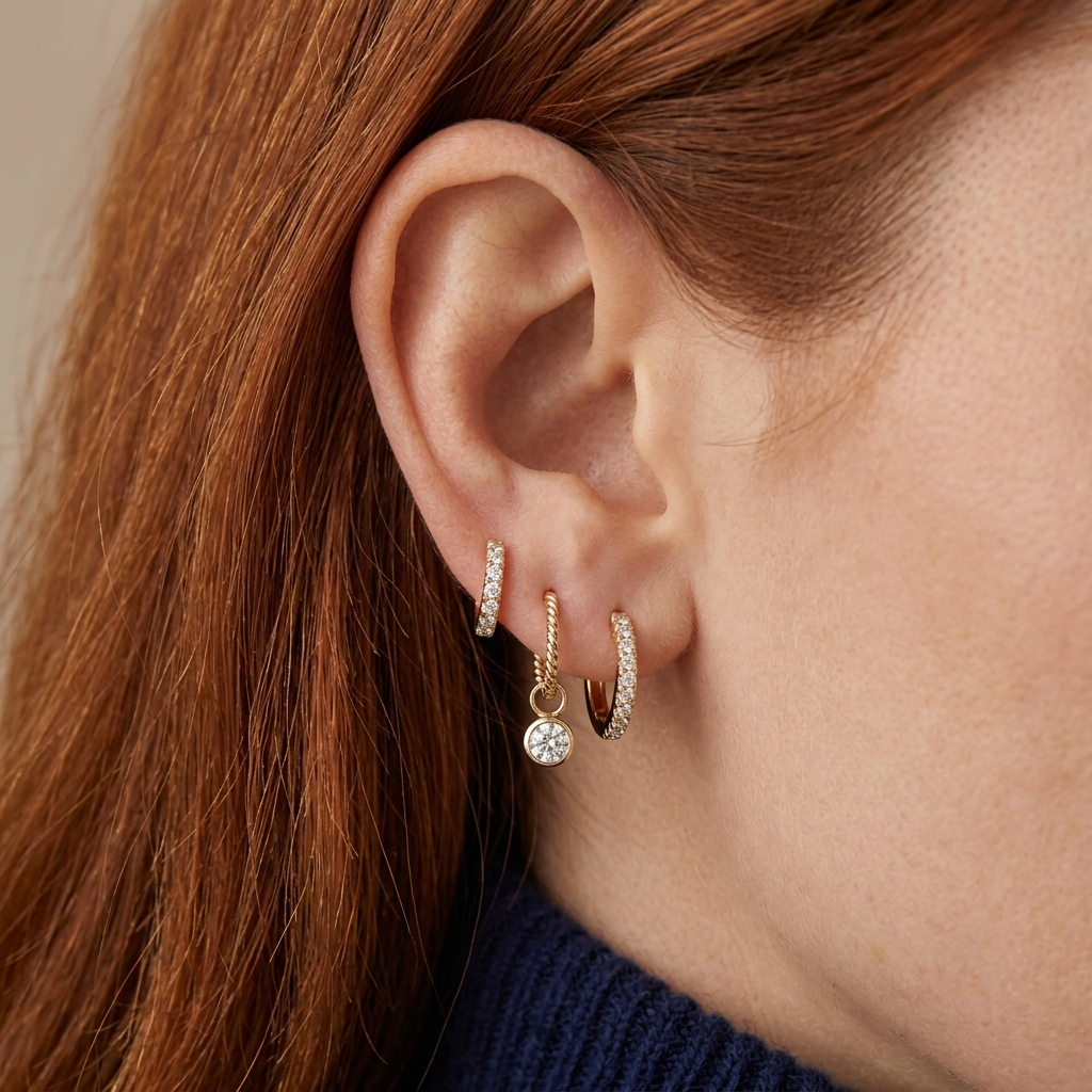 floating round diamond earring charm