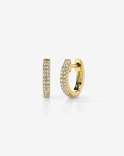 Double-Row Pavé Diamond Huggie Hoop Earrings