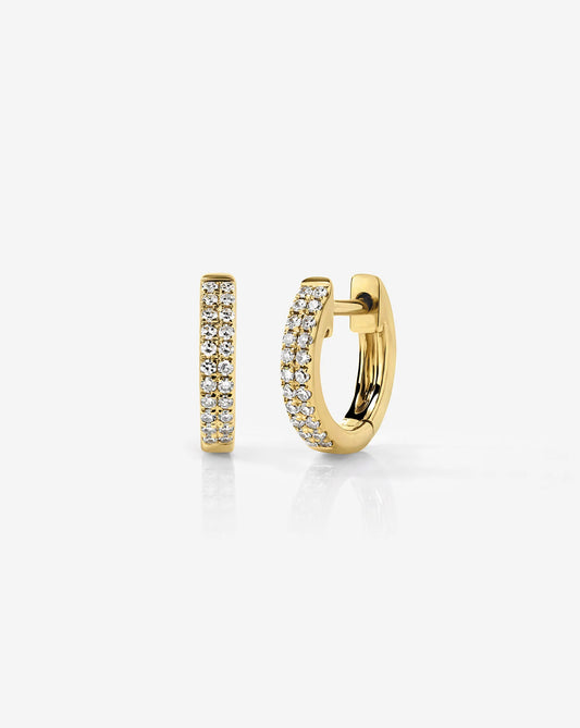 Double-Row Pavé Diamond Huggie Hoop Earrings
