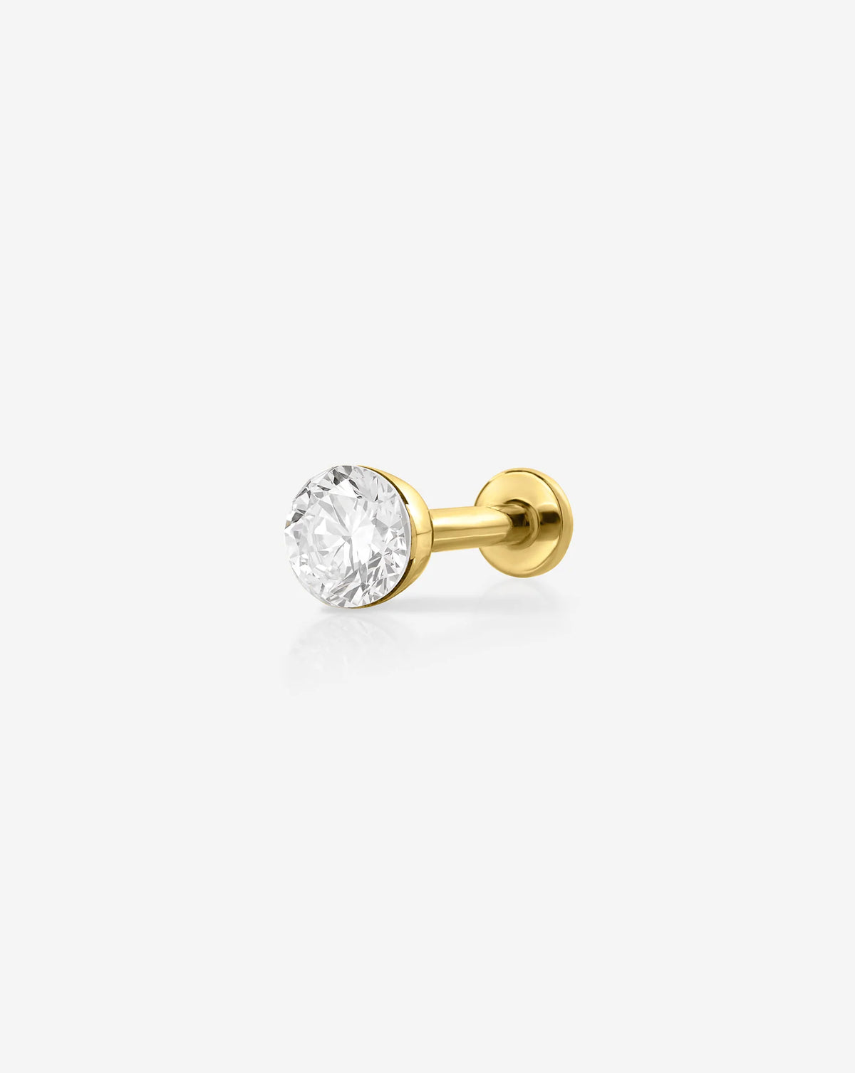 round diamond flat back piercing stud earring