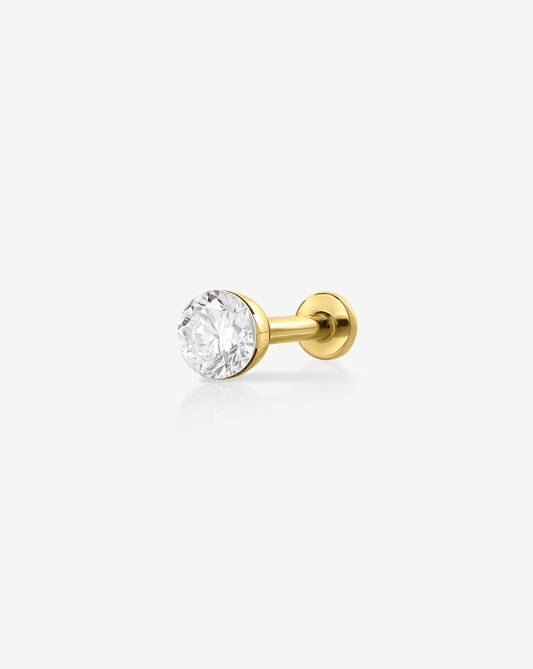 Round Diamond Flat Back Piercing Stud Earring