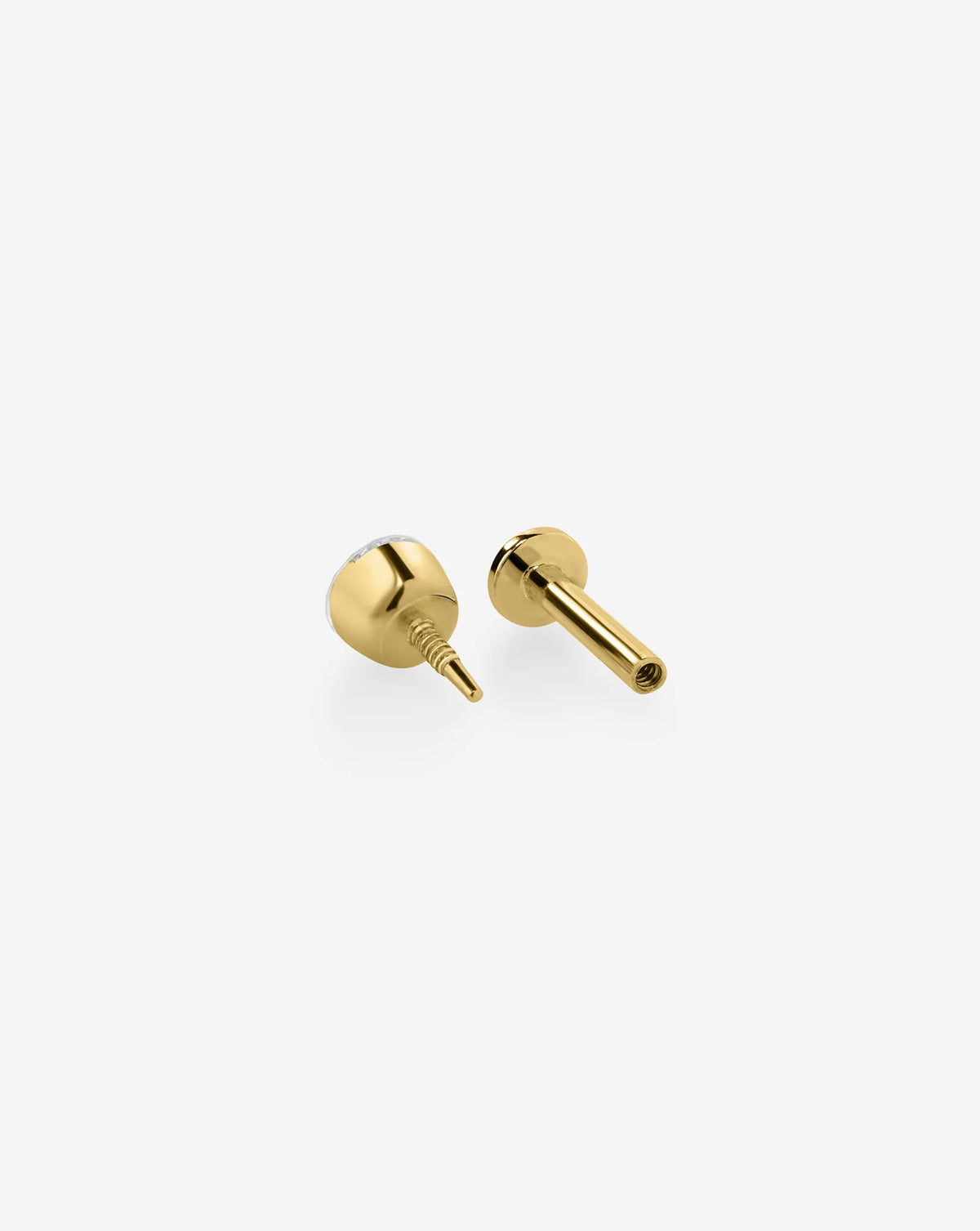 round diamond flat back piercing stud earring