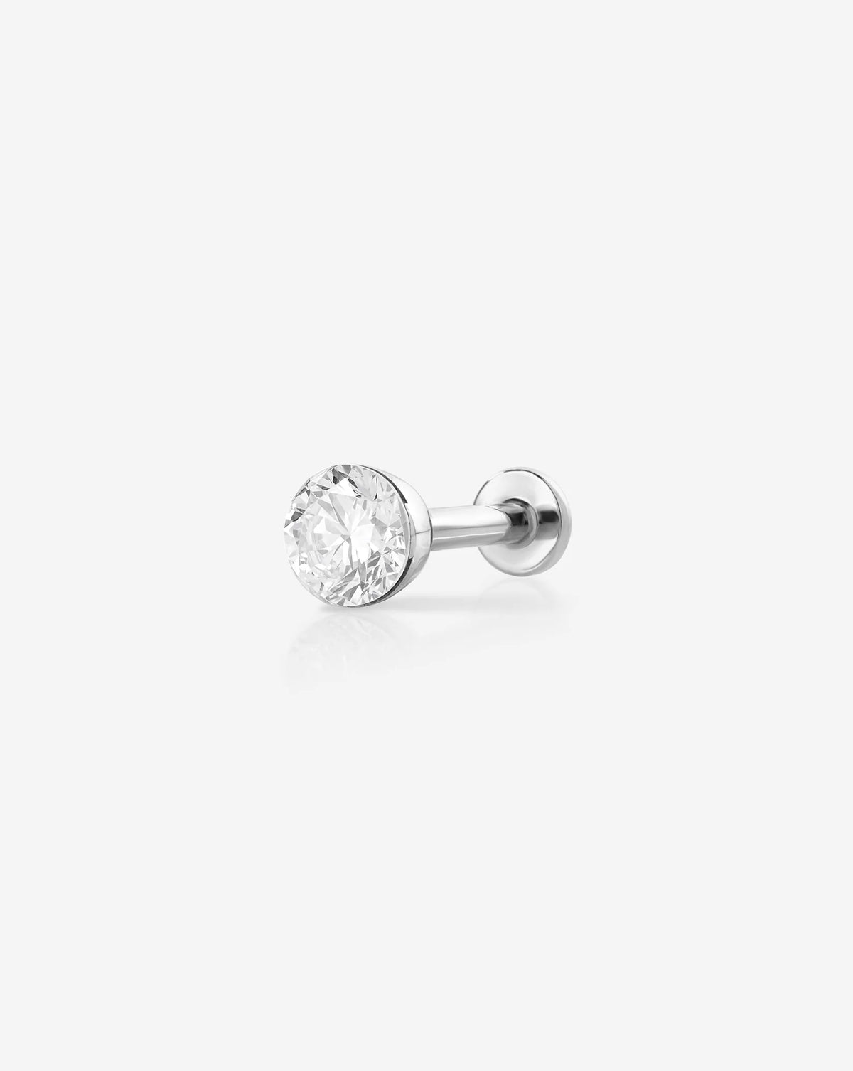 round diamond flat back piercing stud earring