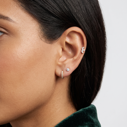 Round Diamond Flat Back Piercing Stud Earring