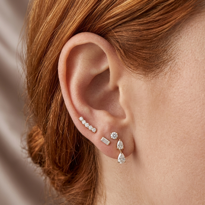 Round Diamond Flat Back Piercing Stud Earring