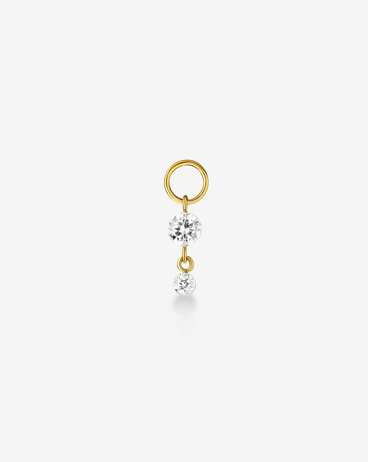 two-stone floating round diamond drop earring charm
