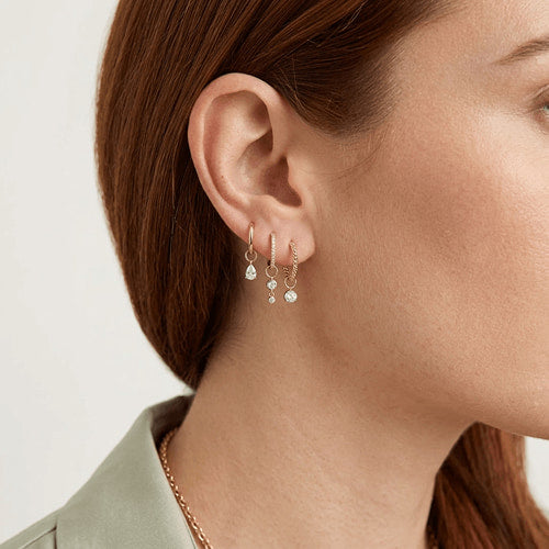 Two-Stone Floating Round Diamond Drop Earring Charm
