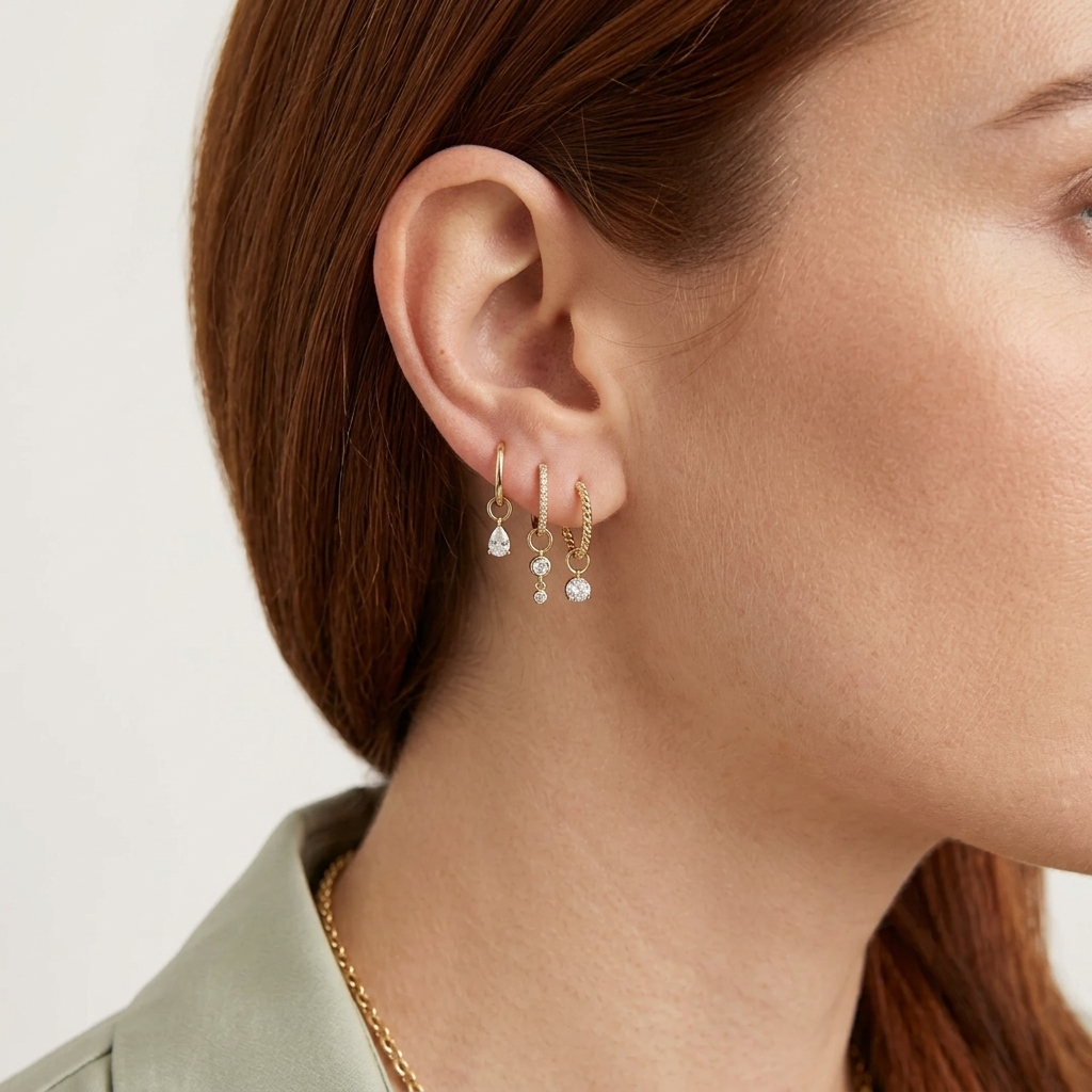 two-stone floating round diamond drop earring charm