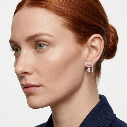 Two-Stone Floating Round Diamond Drop Earring Charm