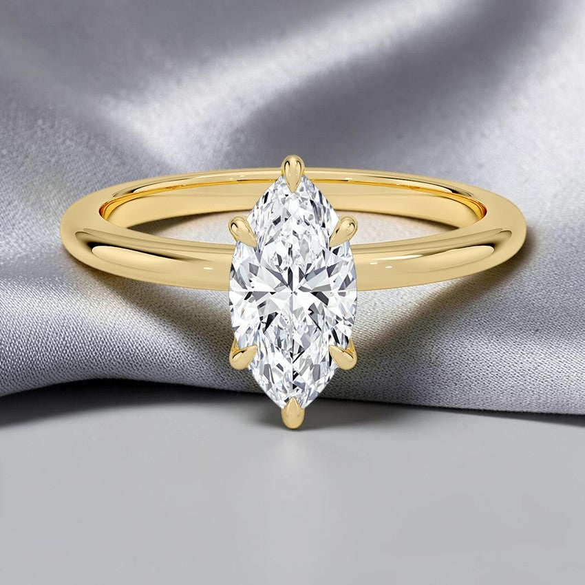 Marquise Lab Grown Diamond Lotus Basket Solitaire Engagement Ring
