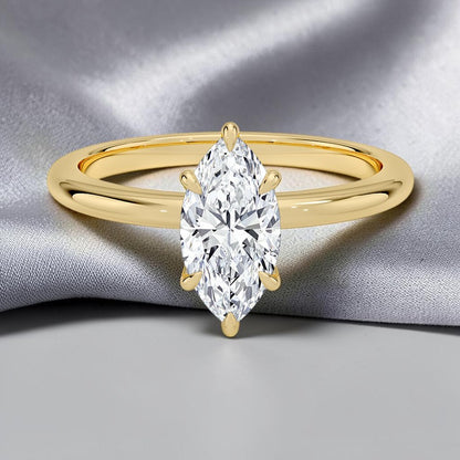 Marquise Lab Grown Diamond Lotus Basket Solitaire Engagement Ring