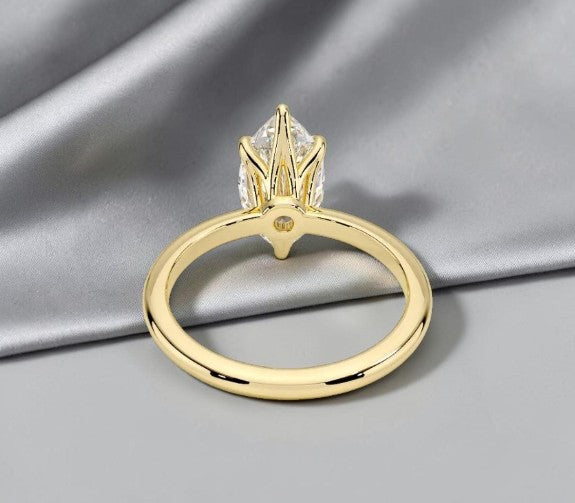 Marquise Lab Grown Diamond Lotus Basket Solitaire Engagement Ring