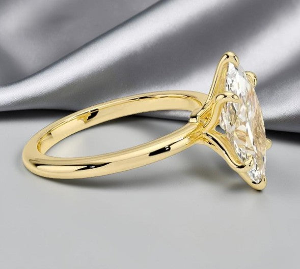Marquise Lab Grown Diamond Lotus Basket Solitaire Engagement Ring