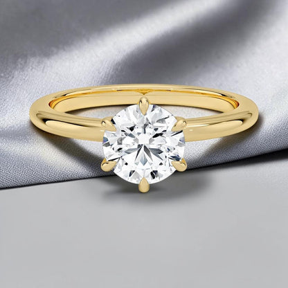 Round Lab Grown Diamond Lotus Basket Solitaire Engagement Ring