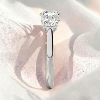 Round Lab Grown Diamond Three Stone Engagement Ring