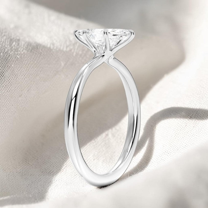 14K Gold 1 Carat Marquise Cut Lab Grown Diamond Solitaire Engagement Ring